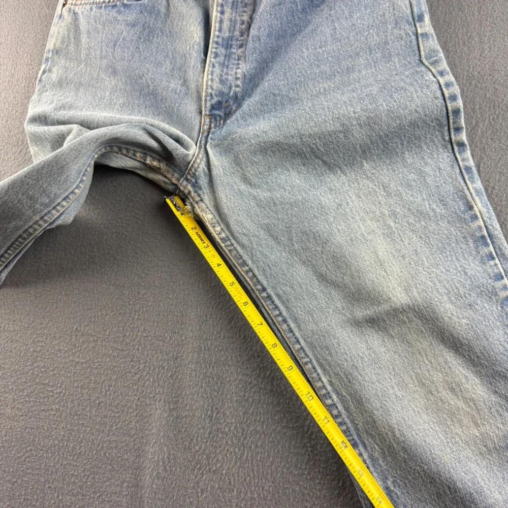Vintage Levis Jeans Mens 32x25 Blue Orange Tab 70s 80s YKK Zipper Raw Hem Thrash